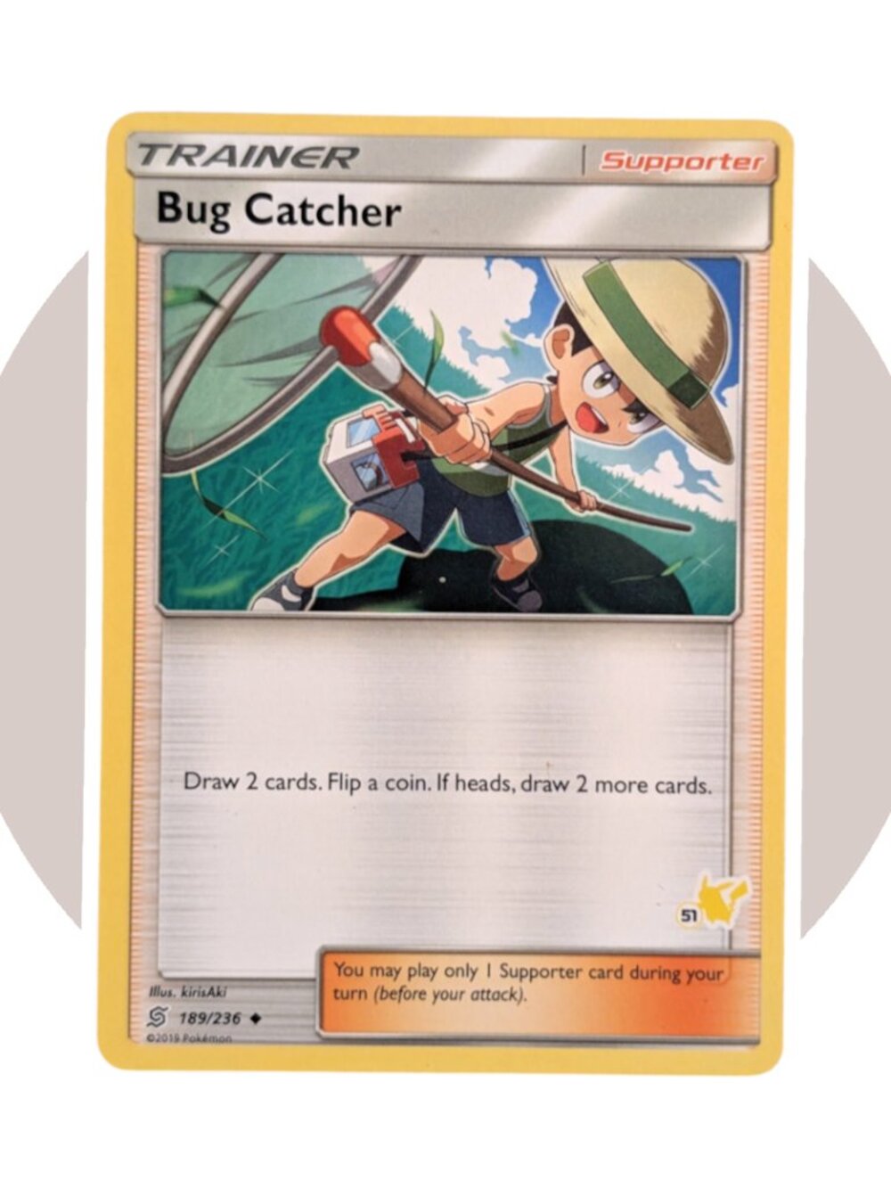 Unified Minds Pokemon Card (O76): Bug Catcher 189/236 51 Pikachu Stamp, kirisAki